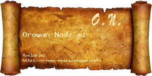 Orowan Noémi névjegykártya